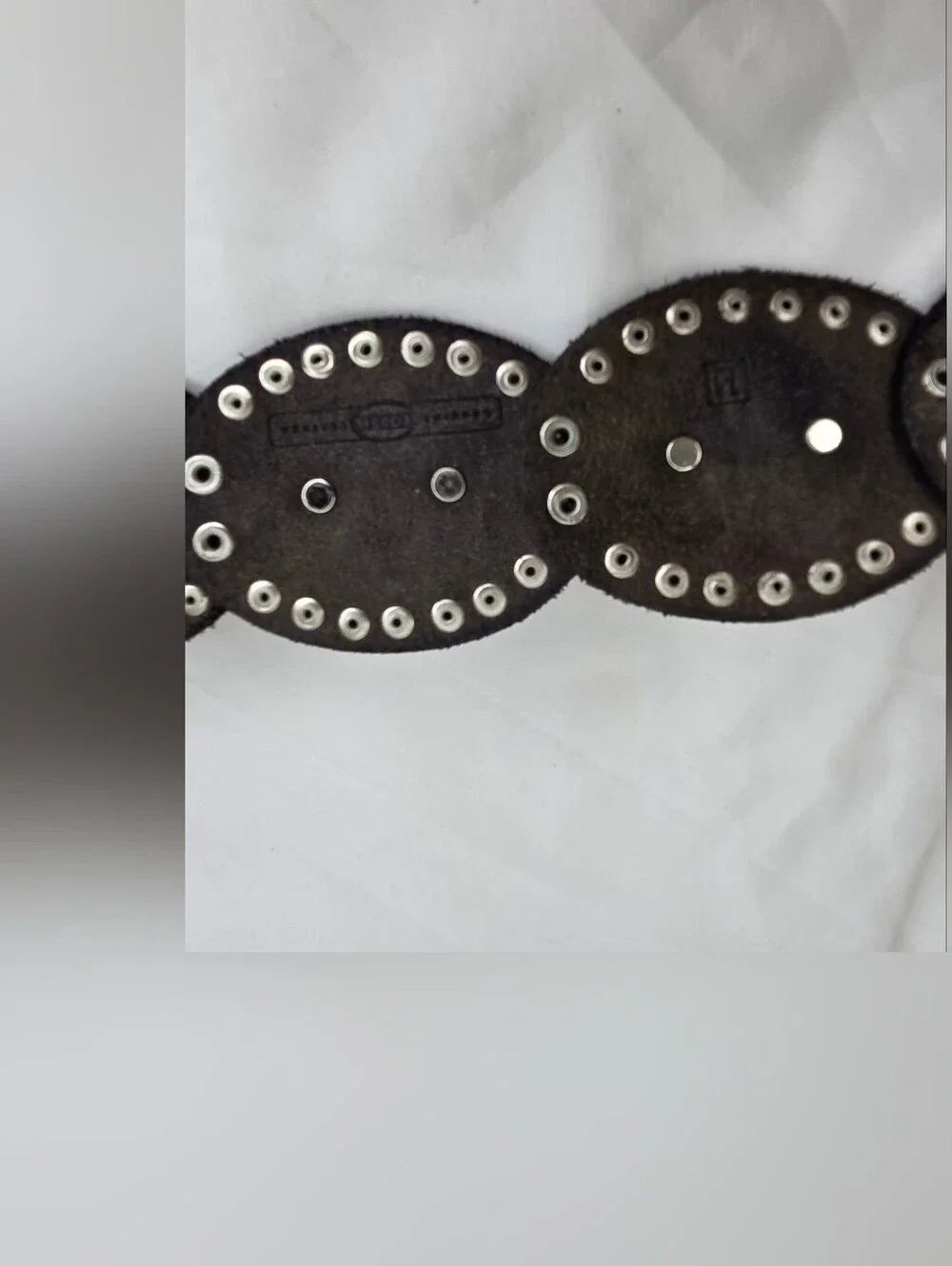 Fossil Size L Women's Belt Black Genuine Leather Silver-tone Buckle & Studs
